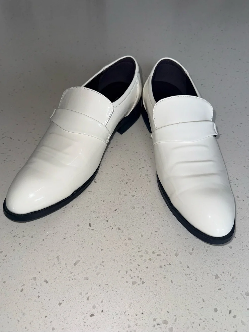 Men's White Patent Slip-On Dress Loafers